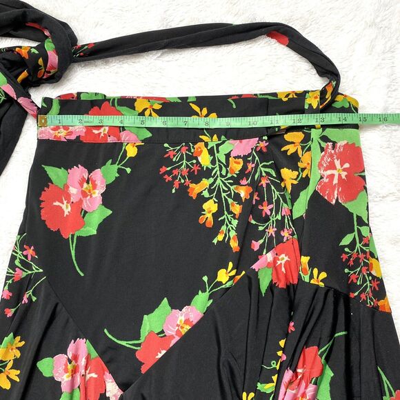 CABI Black Midnight Flowers Drama Wrap Midi Skirt Size Medium Modest #5700 - Picture 9 of 10